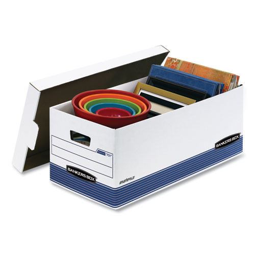 Image of Bankers Box® Stor/File Medium-Duty Storage Boxes, Letter Files, 12.88" X 25.38" X 10.25", White/Blue, 4/Carton