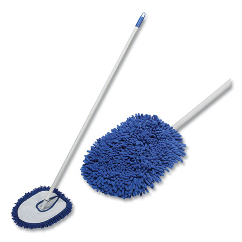 7920016828879, SKILCRAFT Microfiber Dust Mop with Handle, 13 x 10 Head, 48 Steel Handle, Blue, 6/Box