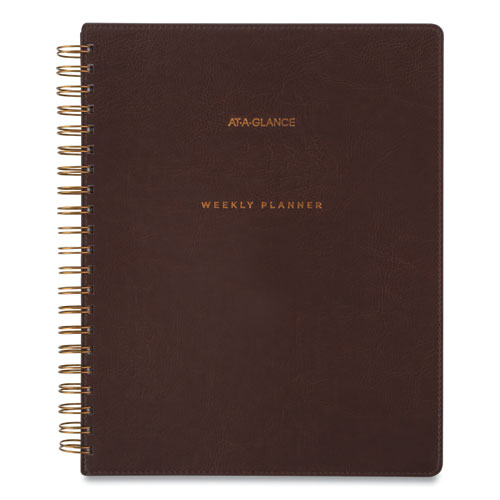 SIGNATURE COLLECTION DISTRESSED BROWN WEEKLY MONTHLY PLANNER, 11 X 8.5, 2021-2022