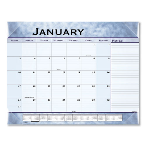 Image of Slate Blue Desk Pad, 22 x 17, White Sheets, Clear Corners, 12-Month (Jan to Dec): 2023