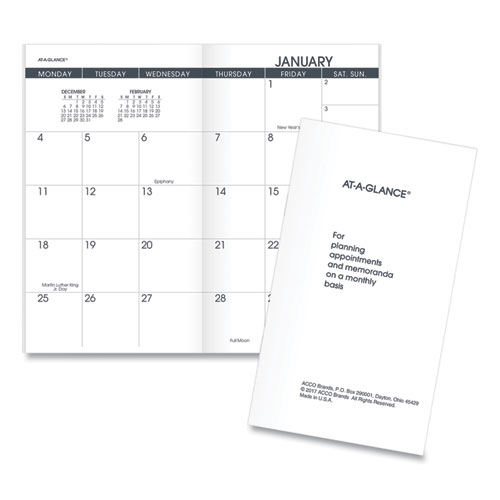 Image of Pocket Size Monthly Planner Refill, 6 x 3.5, White Sheets, 13-Month (Jan to Jan): 2023 to 2024