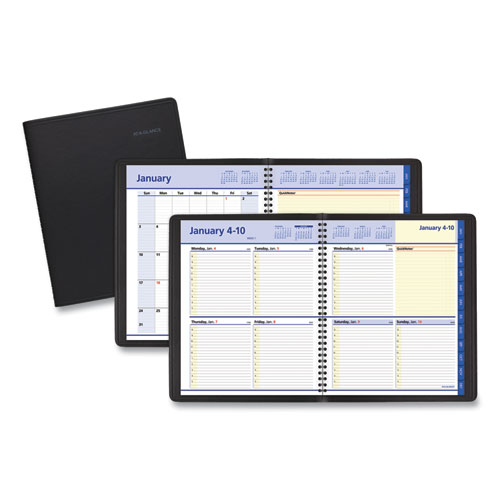 QuickNotes Desk Pad, 22 x 17, White/Blue/Yellow Sheets, Black Binding