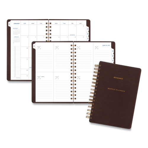 AT-A-GLANCE® Signature Collection Distressed Brown Weekly Monthly Planner, 8.5 x 5.5, 2022-2023
