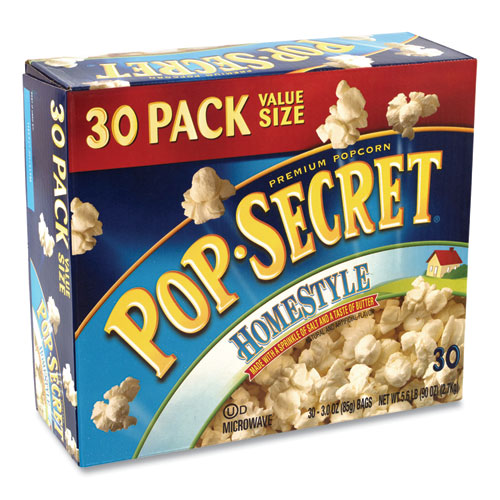Pop Secret® Microwave Popcorn, Homestyle, 3 oz Bags, 30/Carton, Delivered in 1-4 Business Days
