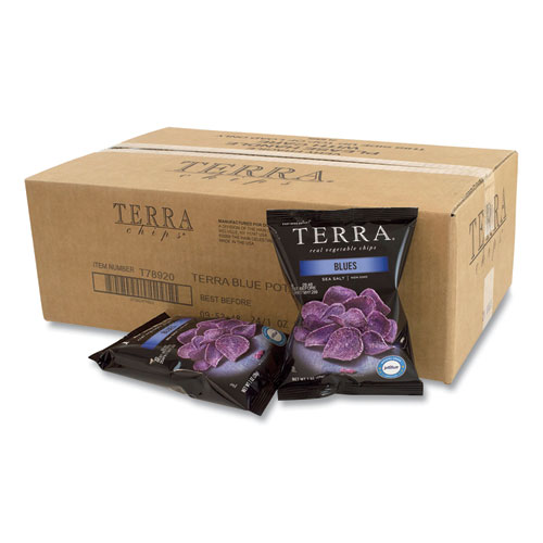 Image of Terra® Real Vegetable Chips Blue, Blues Sea Salt, 1 Oz Bag, 24 Bags/Box, Ships In 1-3 Business Days