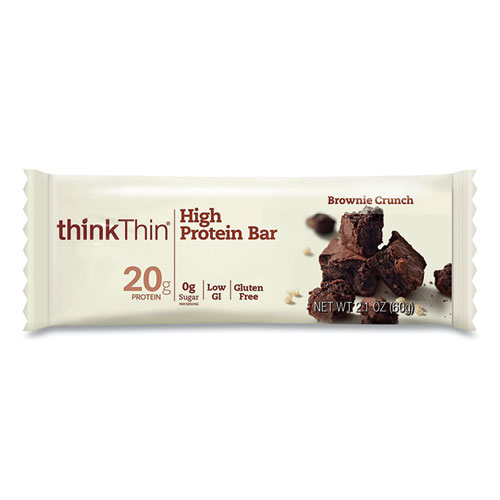 Image of Thinkthin® High Protein Bars, Brownie Crunch, 2.1 Oz Bar, 10 Bars/Carton, Ships In 1-3 Business Days