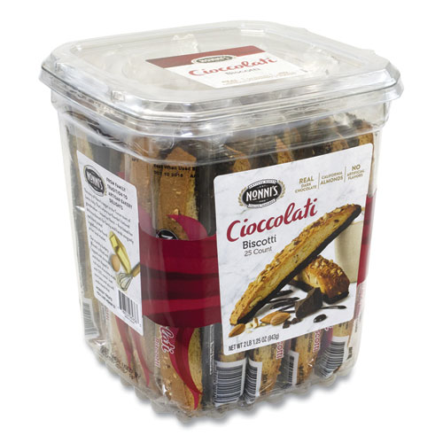 Biscotti, Dark Chocolate Almond, 0.85 oz Individually Wrapped, 25/Pack, Delivered in 1-4 Business Days