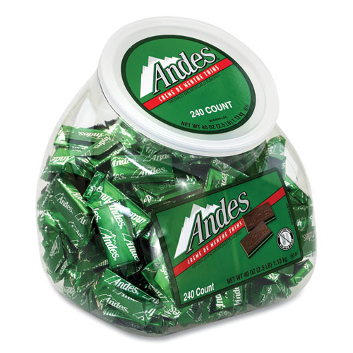 Andes® Creme de Menthe Chocolate Mint Thins, 240 Pieces/40 oz Tub, 1 Tub/Carton, Ships in 1-3 Business Days