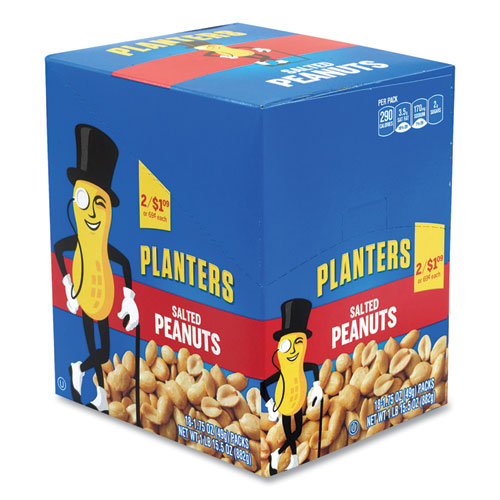 Salted Peanuts, 1.75 oz Pack, 18 Packs/Box, Delivered in 1-4 Business Days