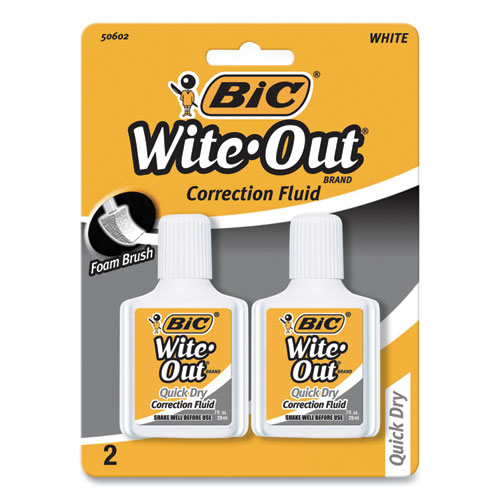 Wite-Out Quick Dry Correction Fluid, 20 mL Bottle, White, 2/Pack
