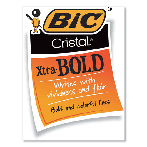 Image of Cristal Xtra Bold Ballpoint Pen, Stick, Bold 1.6 mm, Black Ink, Clear Barrel, 24/Pack