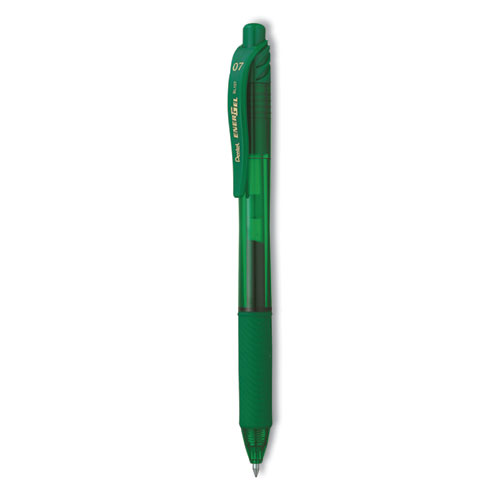 EnerGel-X Gel Pen, Retractable, Medium 0.7 mm, Green Ink, Translucent Green/Green Barrel, Dozen