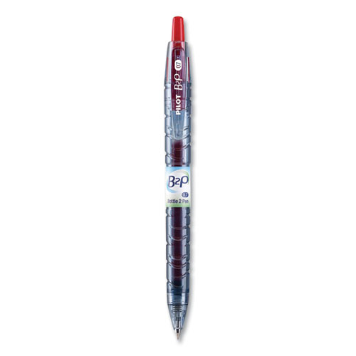 Image of B2P Bottle-2-Pen Recycled Ballpoint Pen, Retractable, Fine 0.7 mm, Red Ink, Translucent Blue Barrel, Dozen
