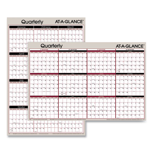 Image of At-A-Glance® Vertical/Horizontal Erasable Quarterly/Monthly Wall Planner, 24 X 36, White/Black/Red Sheets, 12-Month (Jan To Dec): 2023