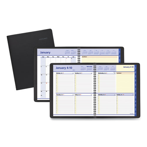 AT-A-GLANCE® QuickNotes Weekly/Monthly Appointment Book, 10 x 8, Black, 2022