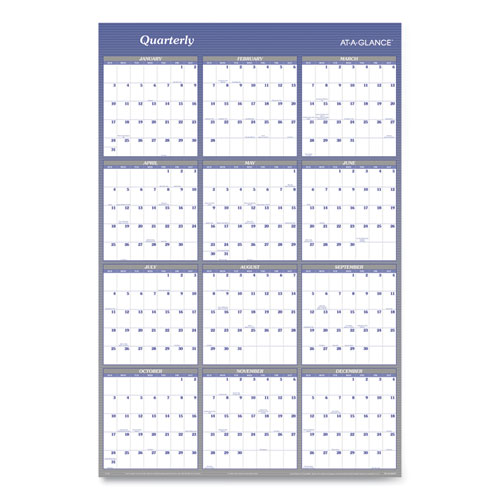 Image of Vertical/Horizontal Erasable Quarterly/Monthly Wall Planner, 32 x 48, 12-Month(July-June): 2022-2023, 12-Month(Jan-Dec): 2023