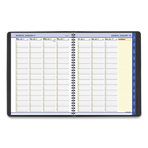 Image of At-A-Glance® Quicknotes Weekly Vertical-Column Format Appointment Book, 11 X 8.25, Black Cover, 12-Month (Jan To Dec): 2024