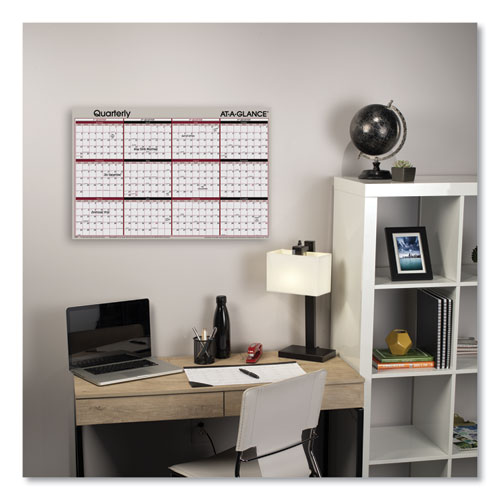 Image of At-A-Glance® Vertical/Horizontal Erasable Quarterly/Monthly Wall Planner, 24 X 36, White/Black/Red Sheets, 12-Month (Jan To Dec): 2023