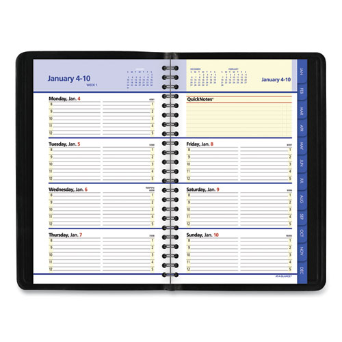Image of At-A-Glance® Quicknotes Weekly Block Format Appointment Book, 8.5 X 5.5, Black Cover, 12-Month (Jan To Dec): 2024