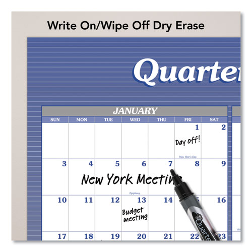 Image of Vertical/Horizontal Erasable Quarterly/Monthly Wall Planner, 24 x 36, White/Blue Sheets, 12-Month (Jan to Dec): 2023