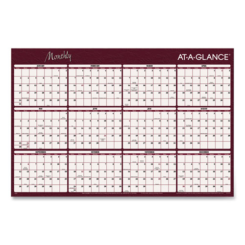 AT-A-GLANCE® Reversible Horizontal Erasable Wall Planner, 48 x 32, Assorted Sheet Colors, 12-Month (Jan to Dec): 2024