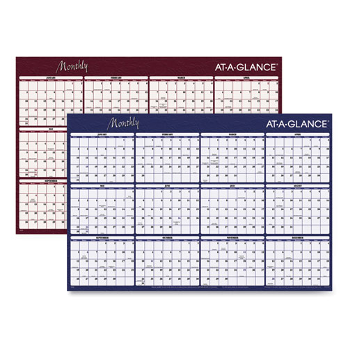 Image of At-A-Glance® Reversible Horizontal Erasable Wall Planner, 48 X 32, Assorted Sheet Colors, 12-Month (Jan To Dec): 2024