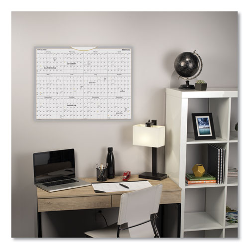 Image of At-A-Glance® Wallmates Self-Adhesive Dry Erase Yearly Planning Surfaces, 24 X 18, White/Gray/Orange Sheets, 12-Month (Jan To Dec): 2024
