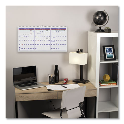 Image of At-A-Glance® Deluxe Three-Month Reference Wall Calendar, Horizontal Orientation, 24 X 12, White Sheets, 15-Month (Dec-Feb): 2023 To 2025