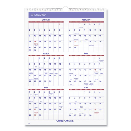 Image of At-A-Glance® Monthly Wall Calendar With Ruled Daily Blocks, 12 X 17, White Sheets, 12-Month (Jan To Dec): 2024