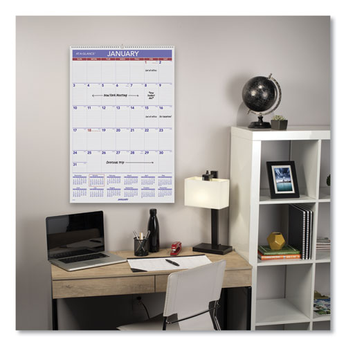 Image of At-A-Glance® Monthly Wall Calendar With Ruled Daily Blocks, 20 X 30, White Sheets, 12-Month (Jan To Dec): 2024