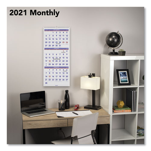 Image of At-A-Glance® Deluxe Three-Month Reference Wall Calendar, Vertical Orientation, 12 X 27, White Sheets, 14-Month (Dec To Jan): 2023 To 2025