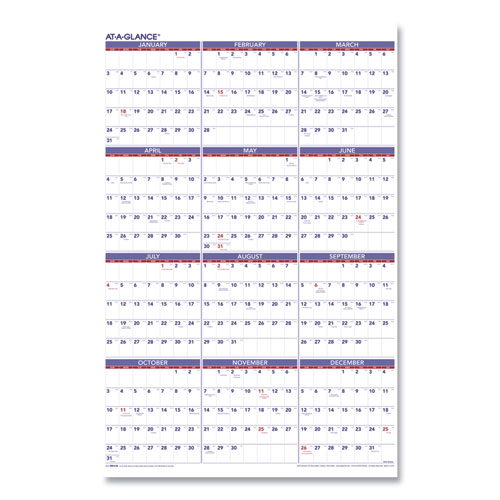 Yearly Wall Calendar, 24 x 36, White Sheets, 12-Month (Jan to Dec): 2022