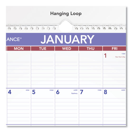 Image of Monthly Wall Calendar with Ruled Daily Blocks, 12 x 17, White Sheets, 12-Month (Jan to Dec): 2023