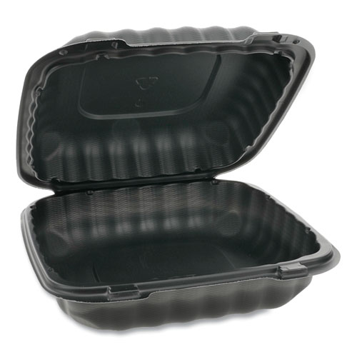 EarthChoice SmartLock Microwavable MFPP Hinged Lid Container, 8.31 x 8.35 x 3.1, Black, 200/Carton
