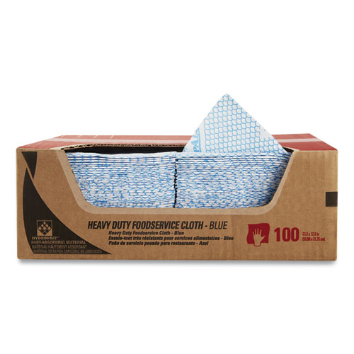 WypAll® Heavy-Duty Foodservice Cloths, 12.5 x 23.5, Blue, 100/Carton
