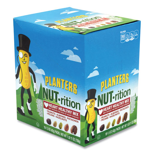 Planters® Nut-Rition Heart Healthy Mix, 1.5 Oz Tube, 18 Tubes/Carton, Ships In 1-3 Business Days