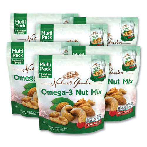 Omega-3 Nut Mix, 1 oz Pouch, 7 Pouches/Pack, 6 Packs/Carton, Ships in 1-3 Business Days