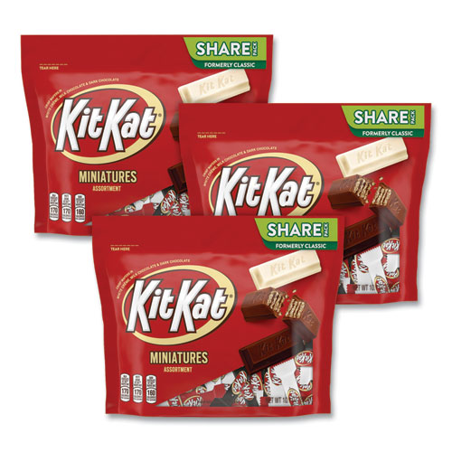 Kit Kat® Miniatures Share Pack Party Bag, Assorted, 10.1 Oz Bag, 3/Pack, Ships In 1-3 Business Days
