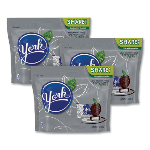 York® Share Pack Peppermint Patties, Miniatures, 10.1 oz Bag, 3 Bags/Pack, Ships in 1-3 Business Days