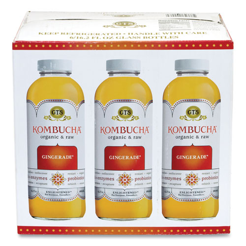 Organic Raw Kombucha Gingerade, 16.2 oz Bottle, 6/Carton, Ships in 1-3 Business Days