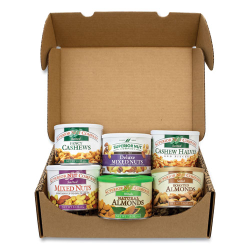 Premium Nut Box, Assorted Nuts, 7.5-8 oz Cans, 6 Cans/Carton, Delivered in 1-4 Business Days