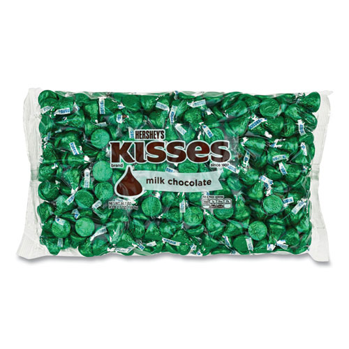 Hershey®'S Kisses, Milk Chocolate, Green Wrappers, 66.7 Oz Bag, Ships In 1-3 Business Days