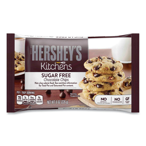 Hershey®'S Sugar Free Chocolate Chips, 8 Oz Bag, 2/Carton, Ships In 1-3 Business Days