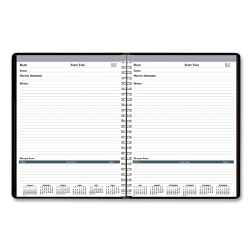 Recycled Meeting Note Planner, 11 x 8.5, Black/Blue, 2022