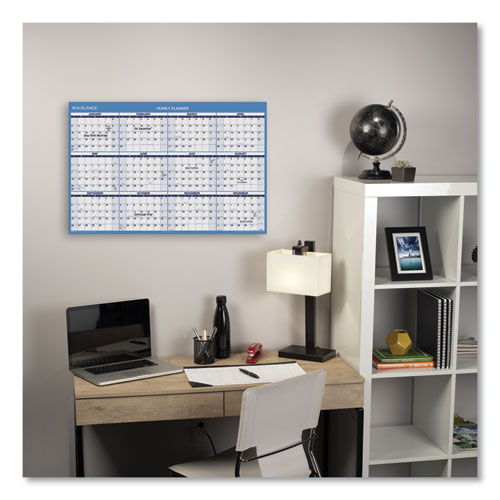 Image of Horizontal Reversible/Erasable Wall Planner, 48 x 32, White/Blue Sheets, 12-Month (Jan to Dec): 2023