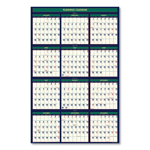 Recycled Four Seasons Reversible Business/Academic Wall Calendar, 24 x 37, 2022-2023