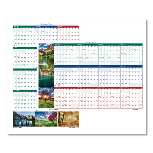 RECYCLED EARTHSCAPES NATURE SCENE REVERSIBLE YEARLY WALL CALENDAR, 32 X 48, 2021