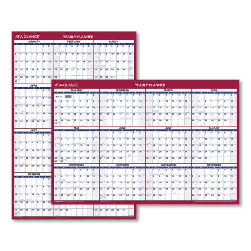 Erasable Vertical/Horizontal Wall Planner, 32 x 48, White/Blue/Red Sheets, 12-Month (Jan to Dec): 2023