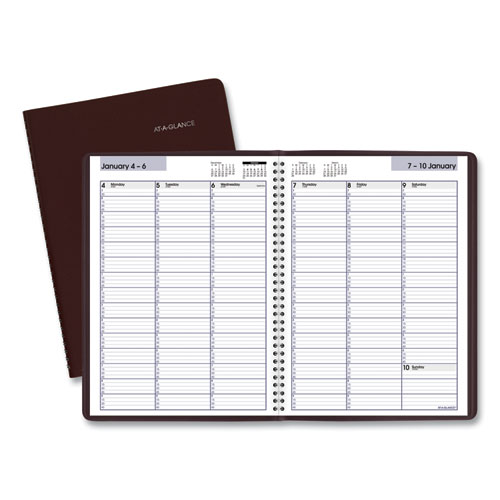 DayMinder Weekly Appointment Book, Vertical-Column Format, 11 x 8, Burgundy Cover, 12-Month (Jan to Dec): 2024