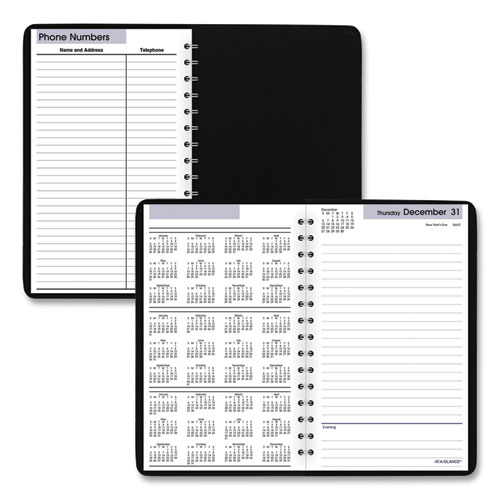 Image of At-A-Glance® Dayminder Daily Appointment Book, 8 X 5, Black Cover, 12-Month (Jan To Dec): 2024